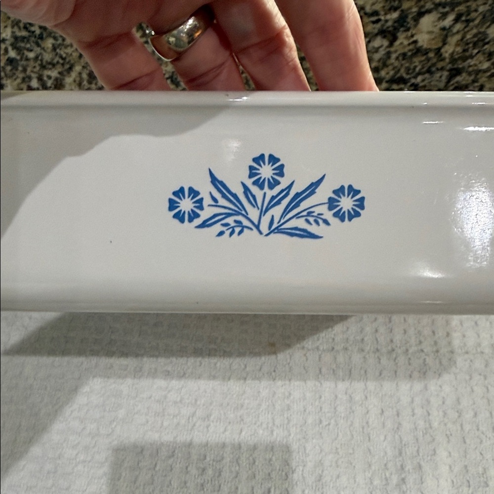 Corningware White Dish with Blue Accents - Picture 3 of 4